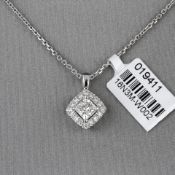 Princess Cut Diamond Cluster 18ct White Gold Pendant RRP £4,263