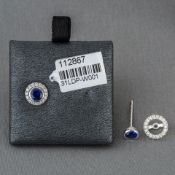 Sapphire and Diamond Single Stone Claw Set Halo White Gold Earrings RRP £2,659