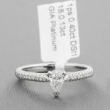 Pear Shaped Diamond Single Stone Platinum Ring RRP £3,554