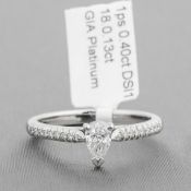 Pear Shaped Diamond Single Stone Platinum Ring RRP £3,554
