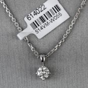Diamond Single Stone 18ct White Gold Pendant RRP £3,154