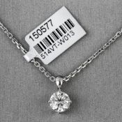 Diamond Single Stone 18ct White Gold Pendant RRP £11,469