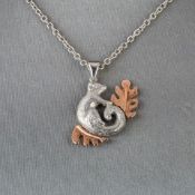 Sweet Lima Pendant in Silver and 9ct Rose Gold with Pink Diamond in Eye RRP £425