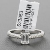 Emerald Cut Diamond Single Stone Platinum Ring RRP £7,664