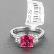 Rare Pink Spinel and Diamond Platinum Ring RRP £13,607