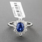 Sapphire and Diamond Cluster Platinum Ring RRP £7,067