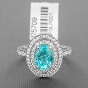 Paraiba Tourmaline And Diamond Halo Platinum Dress Ring RRP £18,360