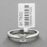 Emerald Cut Diamond Single Stone Platinum Ring RRP £3,922