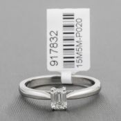 Emerald Cut Diamond Single Stone Platinum Ring RRP £3,922