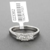 Princess Cut Diamond Three Stone Platinum Ring RRP £4,887