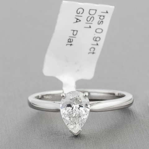 Shape Diamond Single Stone Platinum Ring RRP £11,831