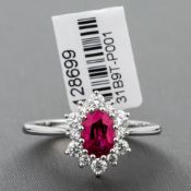 Ruby and Diamond Cluster Platinum Ring RRP £5,917