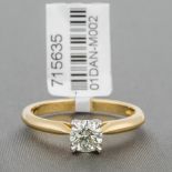 Diamond Single Stone Platinum And 18ct Yellow Gold Ring RRP £3,378