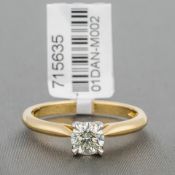 Diamond Single Stone Platinum And 18ct Yellow Gold Ring RRP £3,378