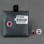 Ruby Diamond Single Stone 18ct White Gold Earrings RRP £3,082