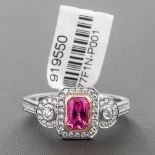 Pink Sapphire And Diamond Art Deco Style Platinum Ring RRP £5,499