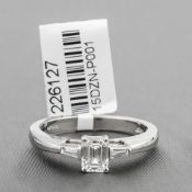 Emerald Cut Diamond Single Stone Platinum Ring RRP £5,954