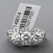 Diamond Three Stone Cluster Platinum Ring RRP £10,781