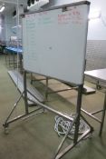 White board mounted in stainless steel mobile frame, board 1200mm x 900mm