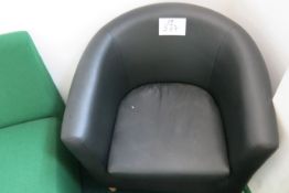 Black vinyl bucket armchair