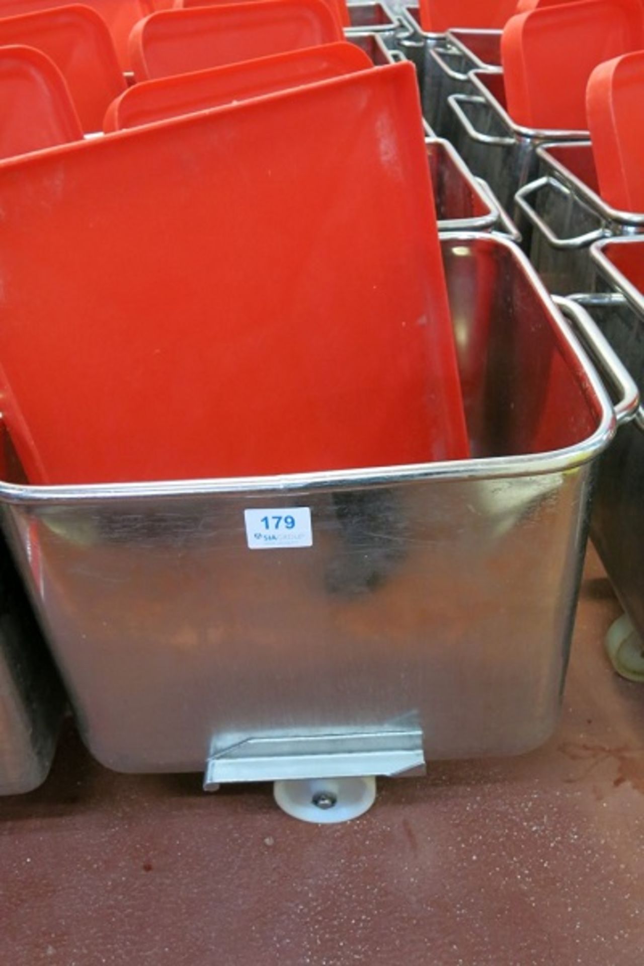 (5) Stainless steel Euro tote bins