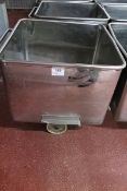 (5) Stainless steel Euro tote bins with lids