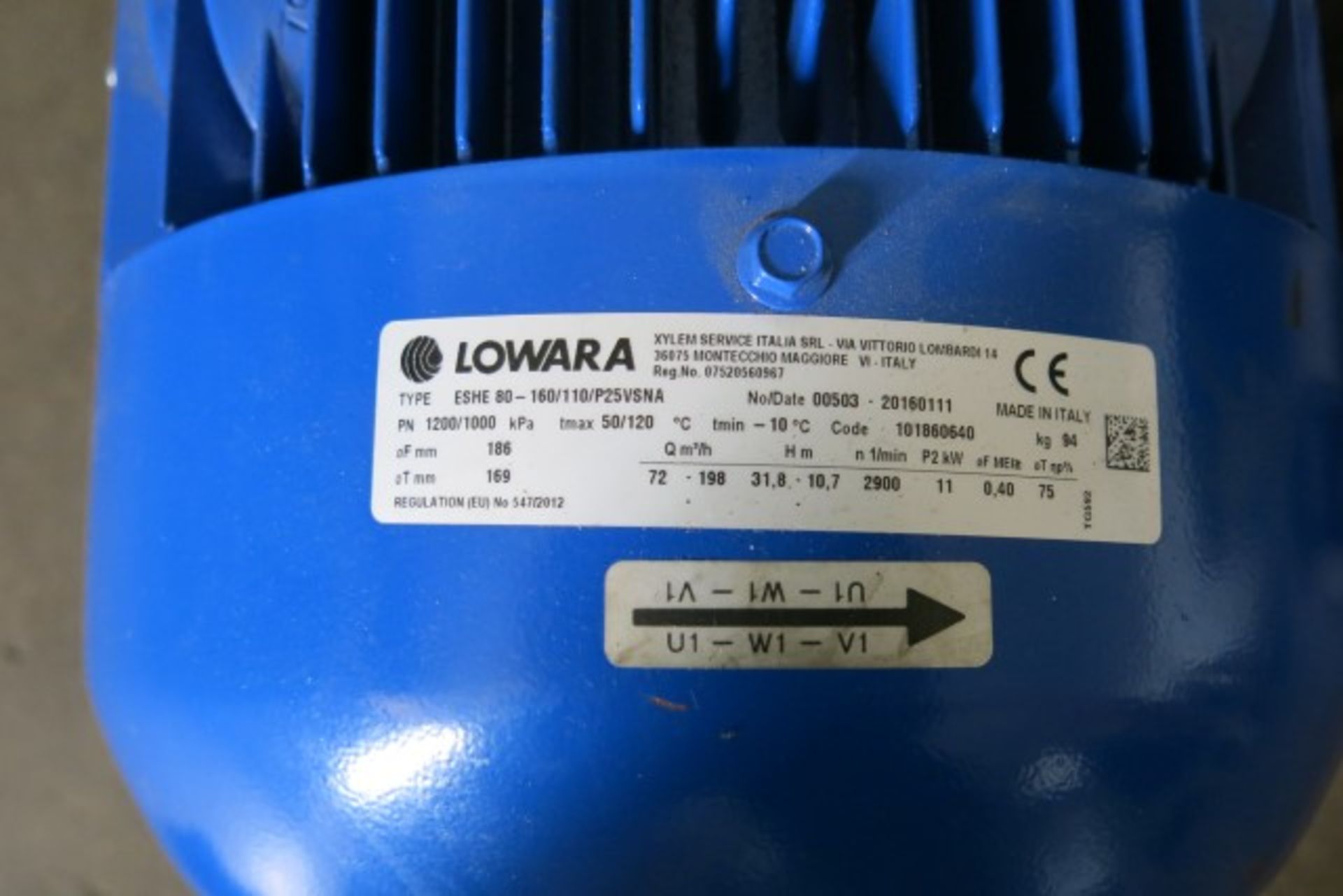 Lowara ESHE 80-160/110/P25VSNA centrifugal pump - Image 2 of 3