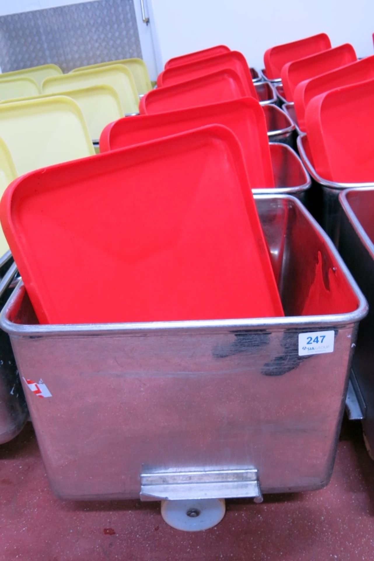 (5) Stainless steel Euro tote bins