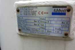 Abbott 1000 litre vertical air receiver - A lift out charge will apply