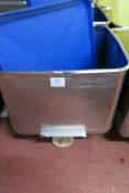 (5) Stainless steel Euro tote bins with lids