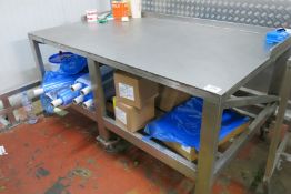Large heavy duty stainless steel mobile table with undershelf