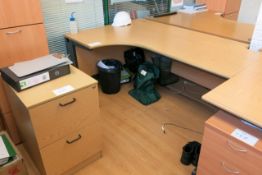 Light wood effect corner desk 1800mm & two drawer filing cabinet