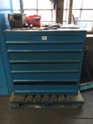 Steel chest of six drawers with contents of BT50 tooling