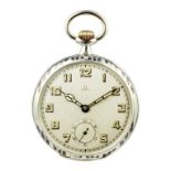 Omega Art Deco Silver & Niello Pocket Watch