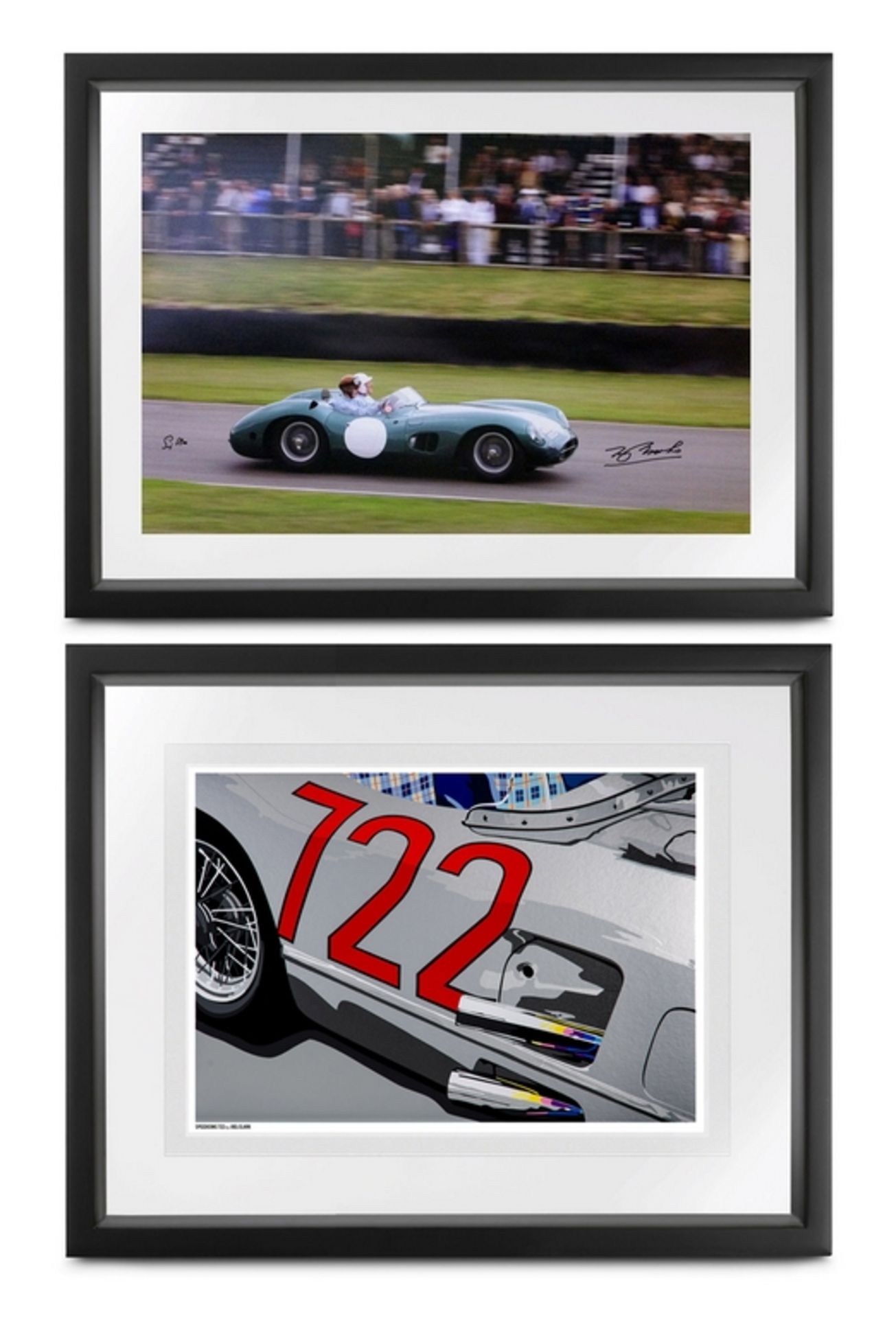 "Collection of Sir Stirling Moss OBE Signed Art" Tony Brookes & Joel Clark Prints