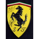 Ferrari shield, signed Raikkonen Scheckter