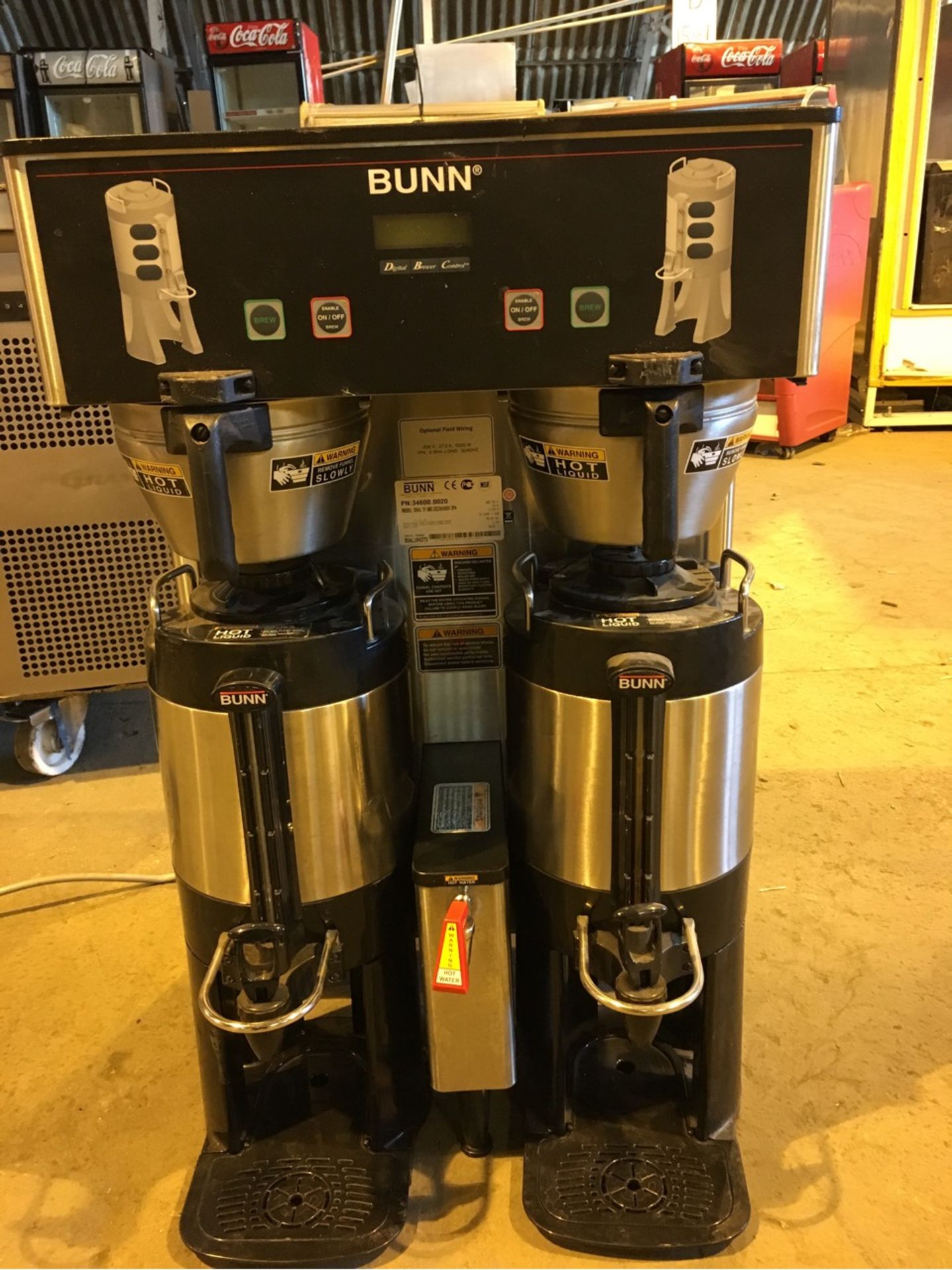 Bunn Double Coffee Brewer - Model SH Server 230v - H102cm W46cm D48cm