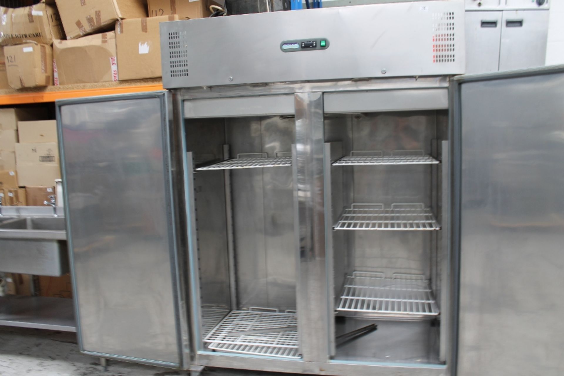 Polar Stainless Steel Double Door Catering Fridge – Tested – NO VAT   Model U634 450w – W148cm x - Image 3 of 3