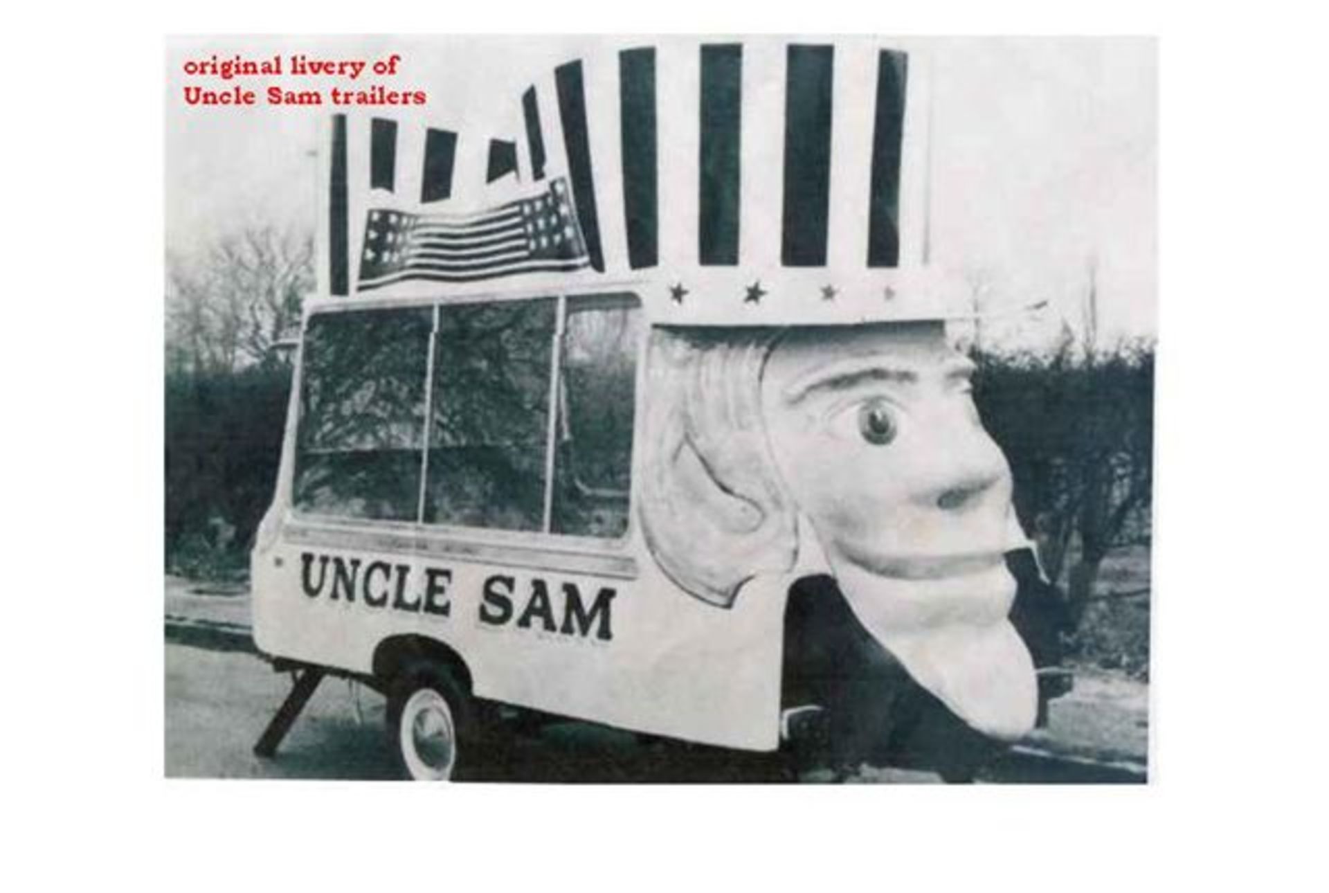 ‘Uncle Sam’ two headed Cummins built ice cream trailer. Quite a rare item, a massive attraction in - Image 6 of 7
