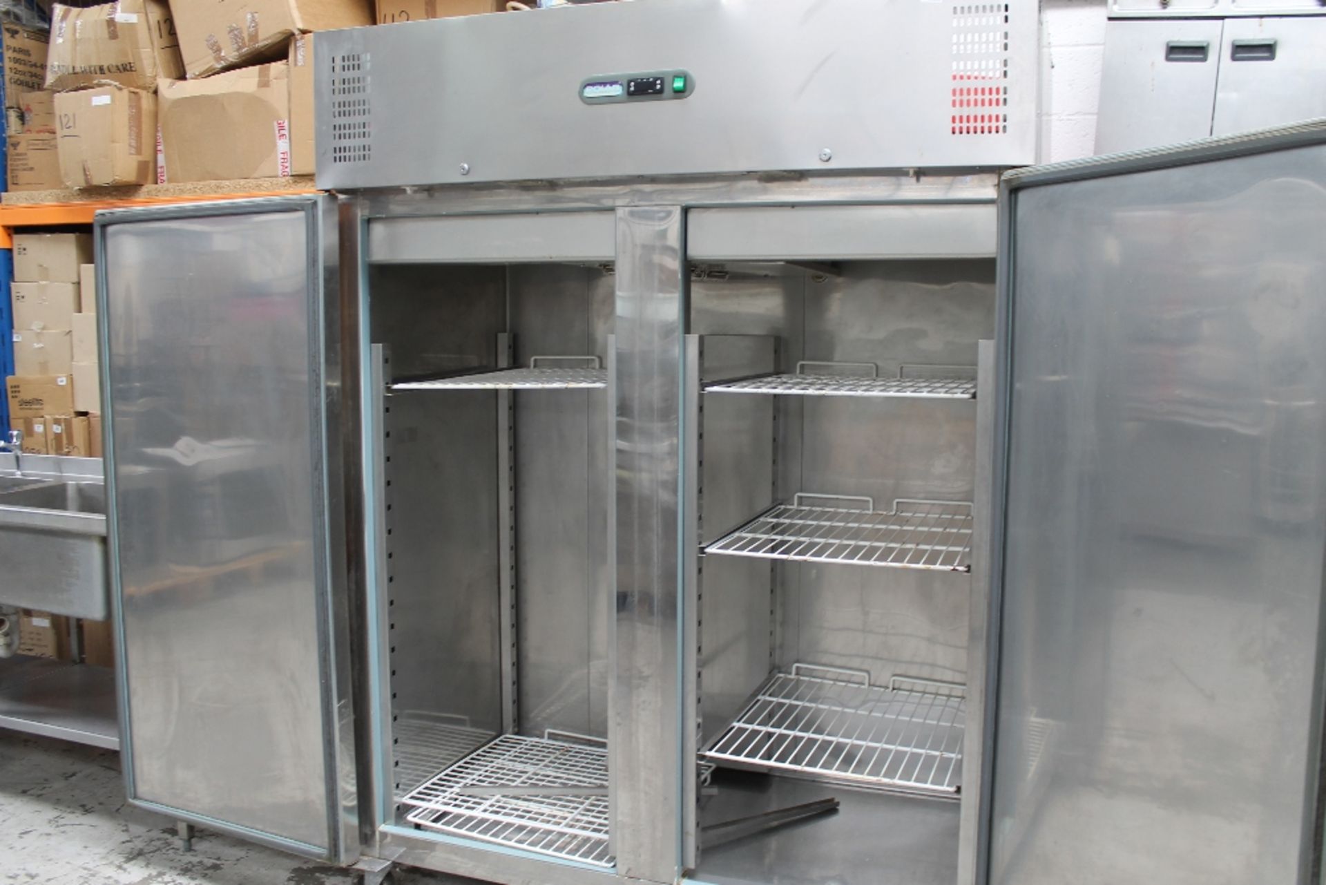 Polar Stainless Steel Double Door Catering Fridge – Tested – NO VAT   Model U634 450w – W148cm x - Image 2 of 3