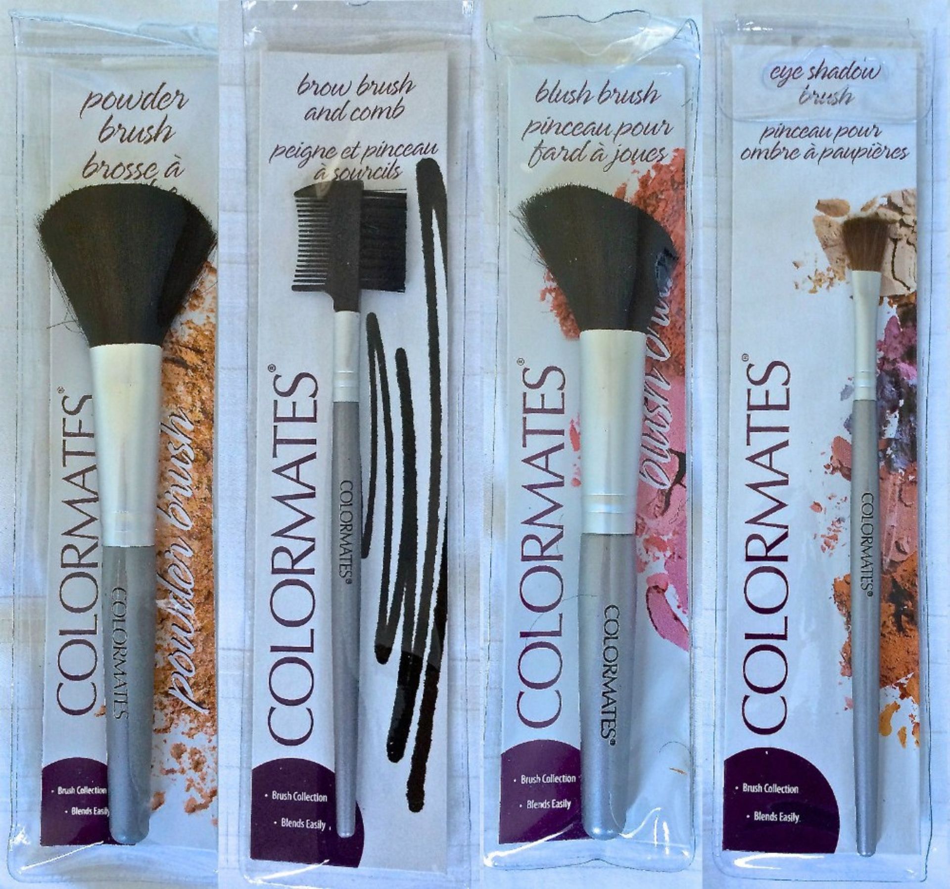 1000 x Colormates Brushes – 4 Types – Blusher / Powder / Brow / Eyeshadow – Individually Packed – NO
