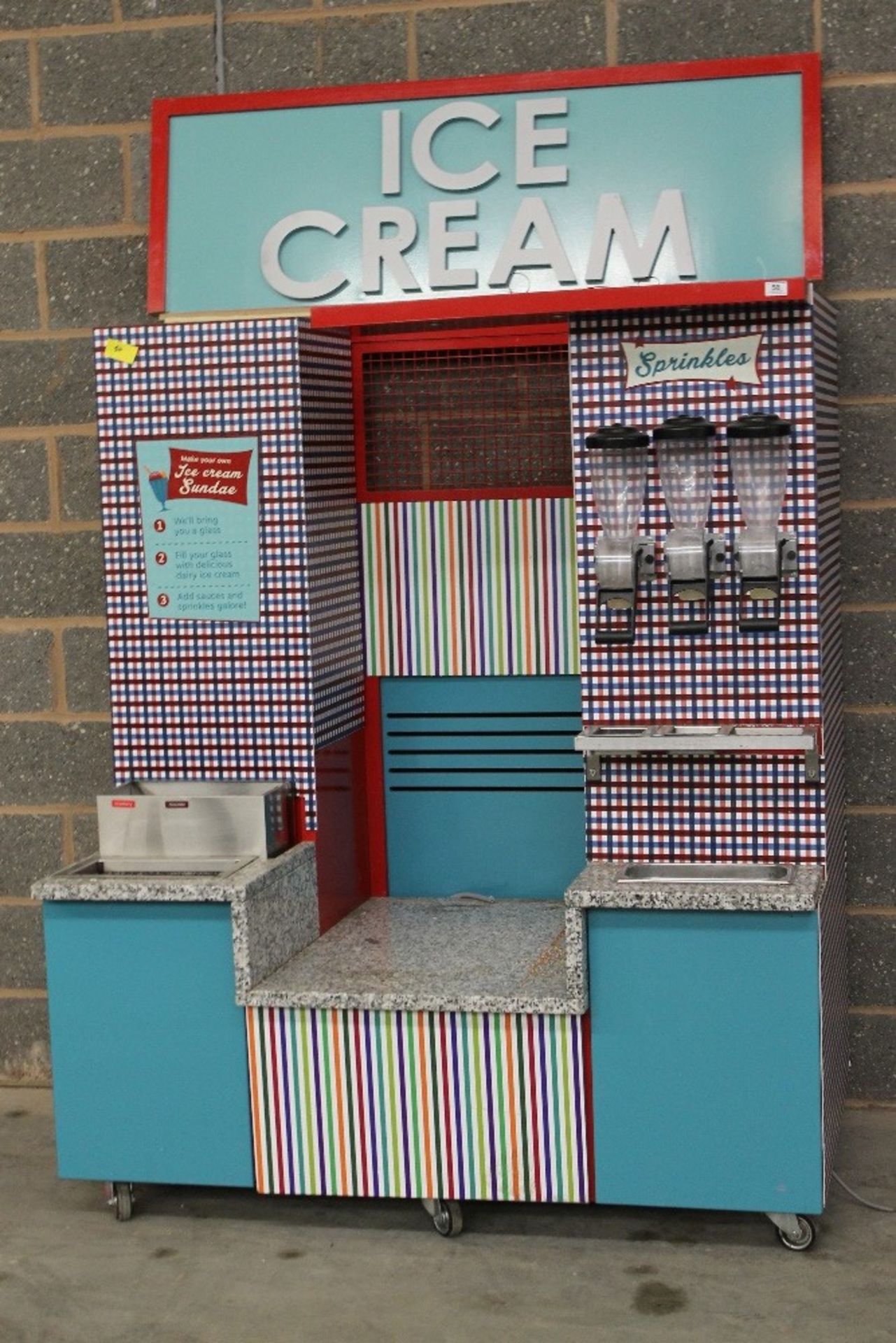 Ice Cream Serving Station with some canisters etc       W150cm x D92cm