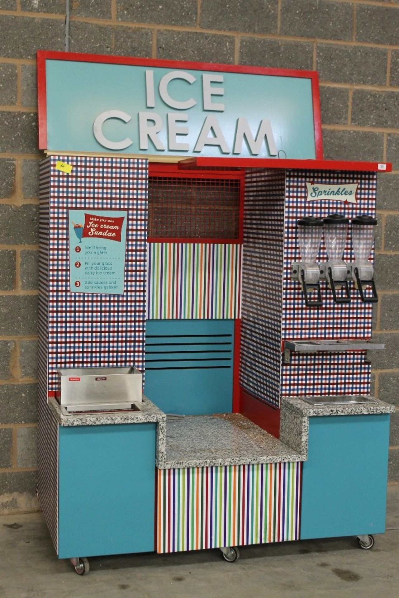 Ice Cream Serving Station with some canisters etc       W150cm x D92cm - Image 2 of 2