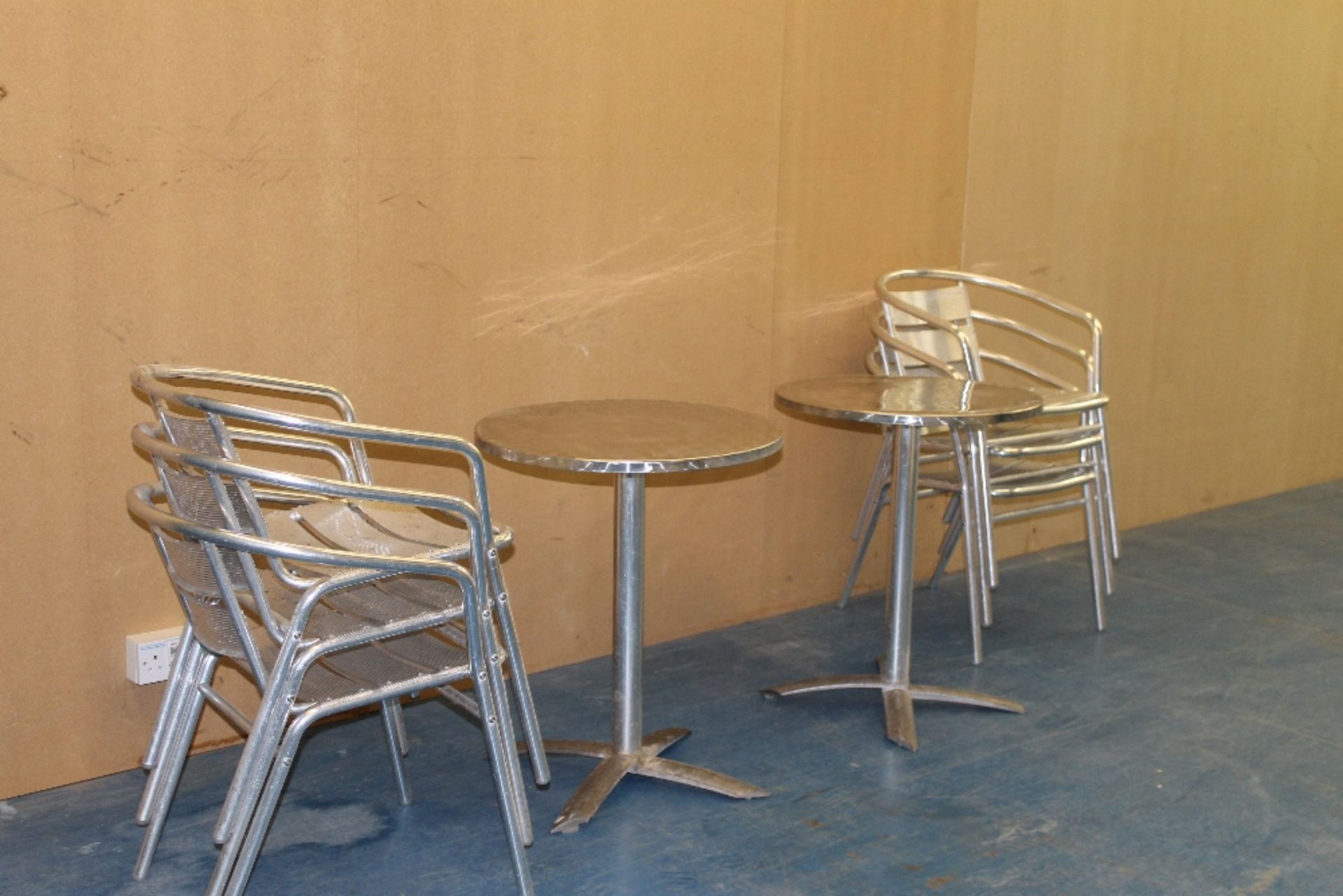 2 Aluminium  Bistro Tables + 6 Matching Chairs – NO VAT - Image 2 of 2