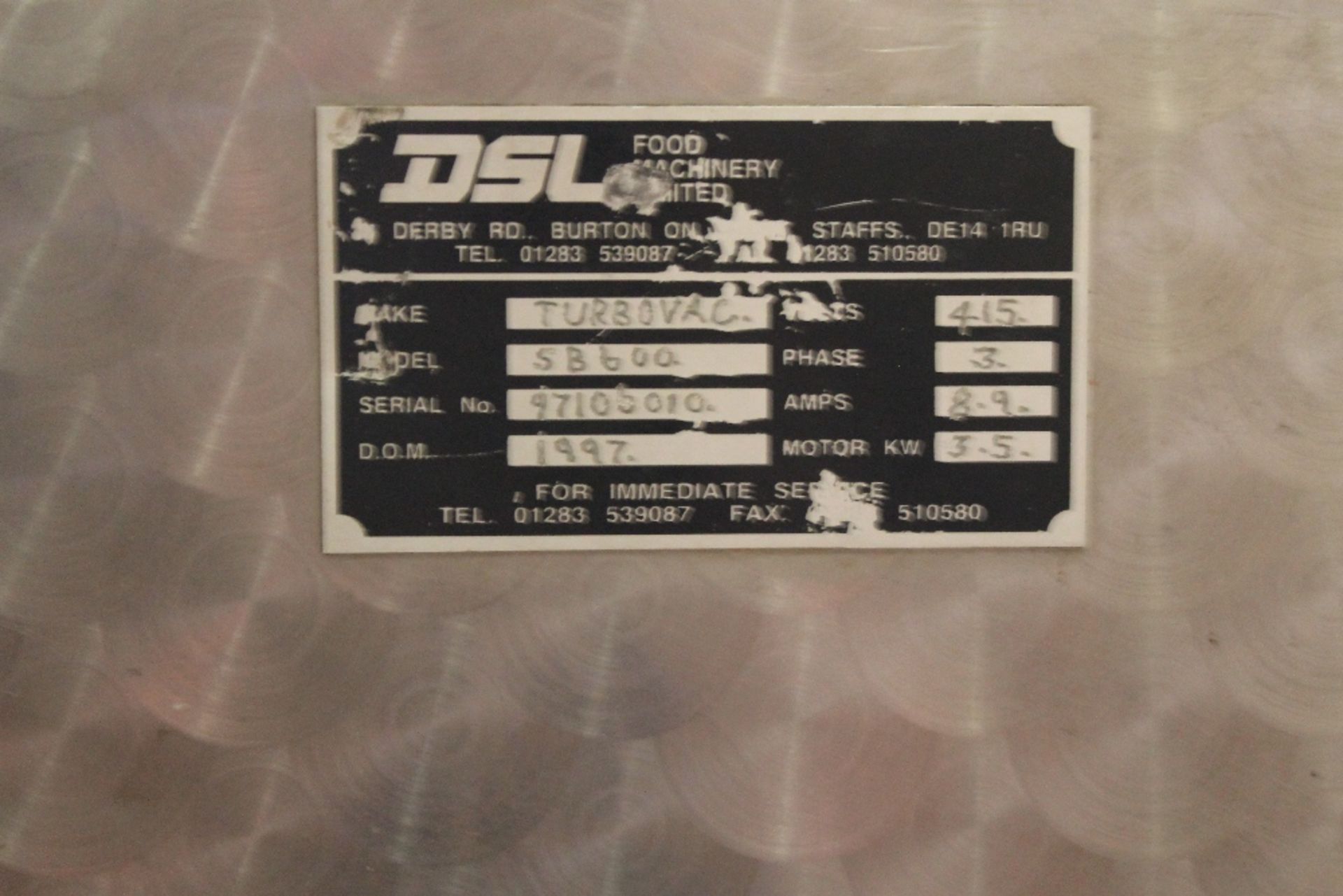 2 Bag Vacuum Sealing Machine – DSL Food Machinery – Serial 97106010   3-ph – Tested - Image 3 of 3