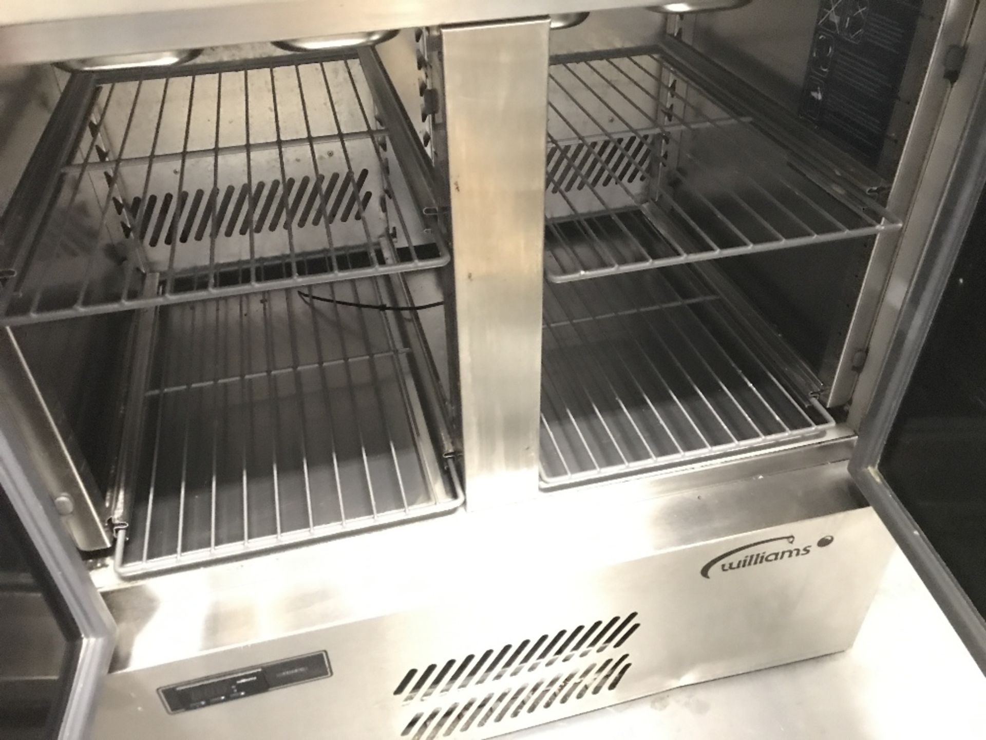 Williams Two Door Under counter Chiller with 4×1/3 gastronorm salad bar and front fitting chopping - Image 3 of 3
