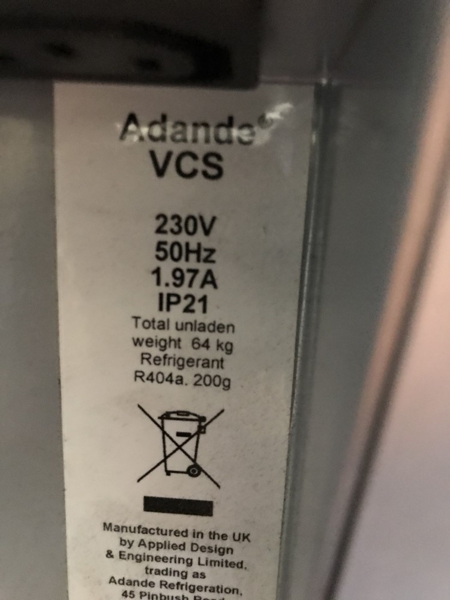 Adande Single Draw Unit can be adjusted to either fridge or freezer, currently with freezer insert - Image 2 of 3