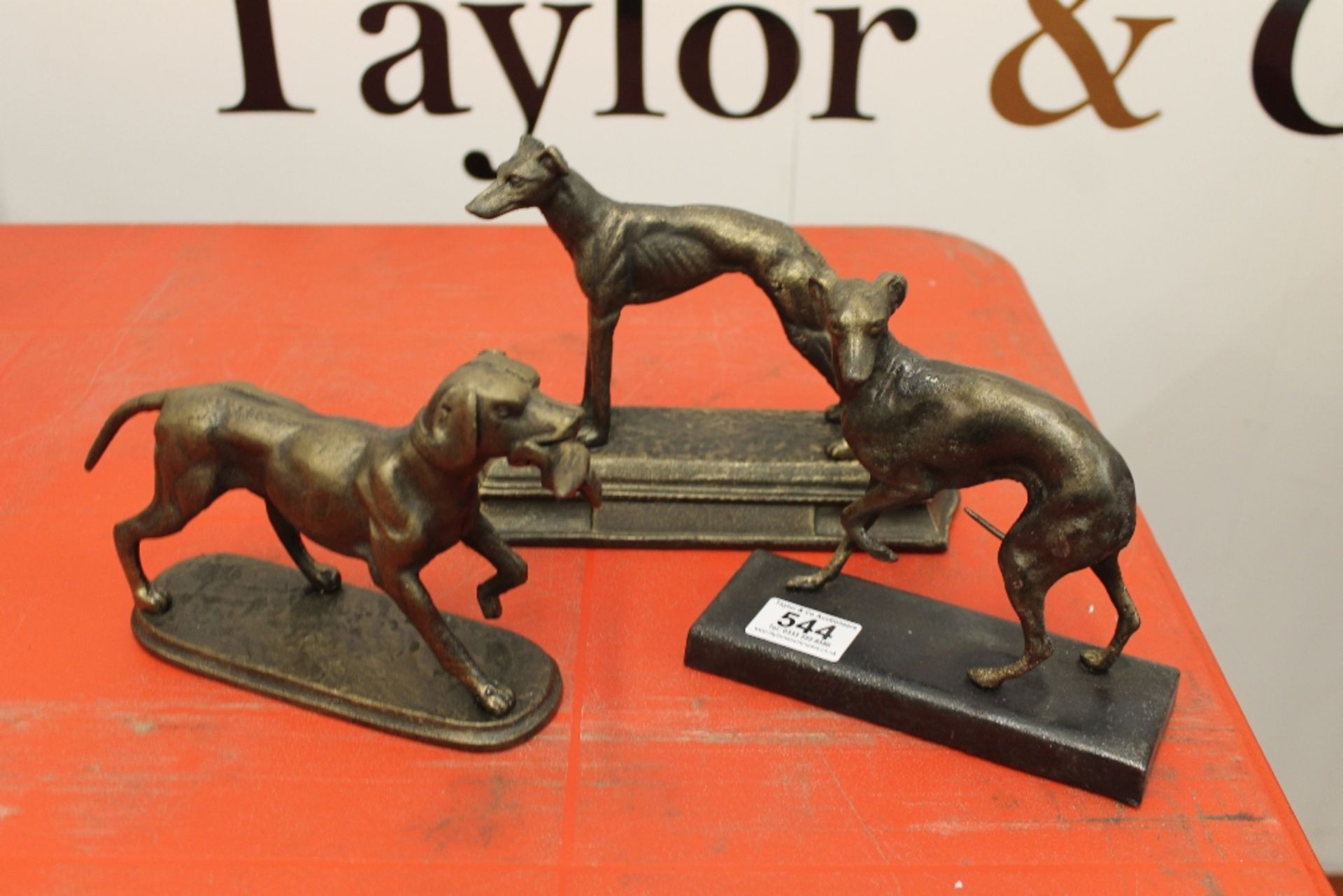 3 Small Dog Figures – Cast Metal