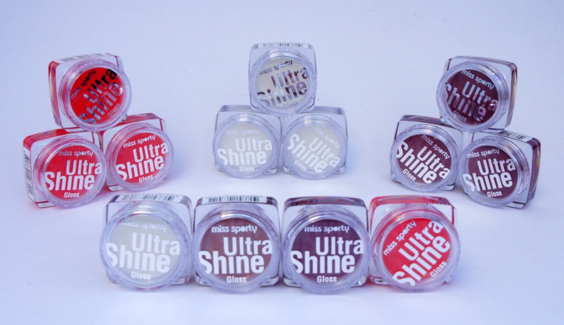 288 x Miss Sporty Ultra Shine Lip Gloss Pots – 4 Shades - NO VAT- UK Delivery £15
