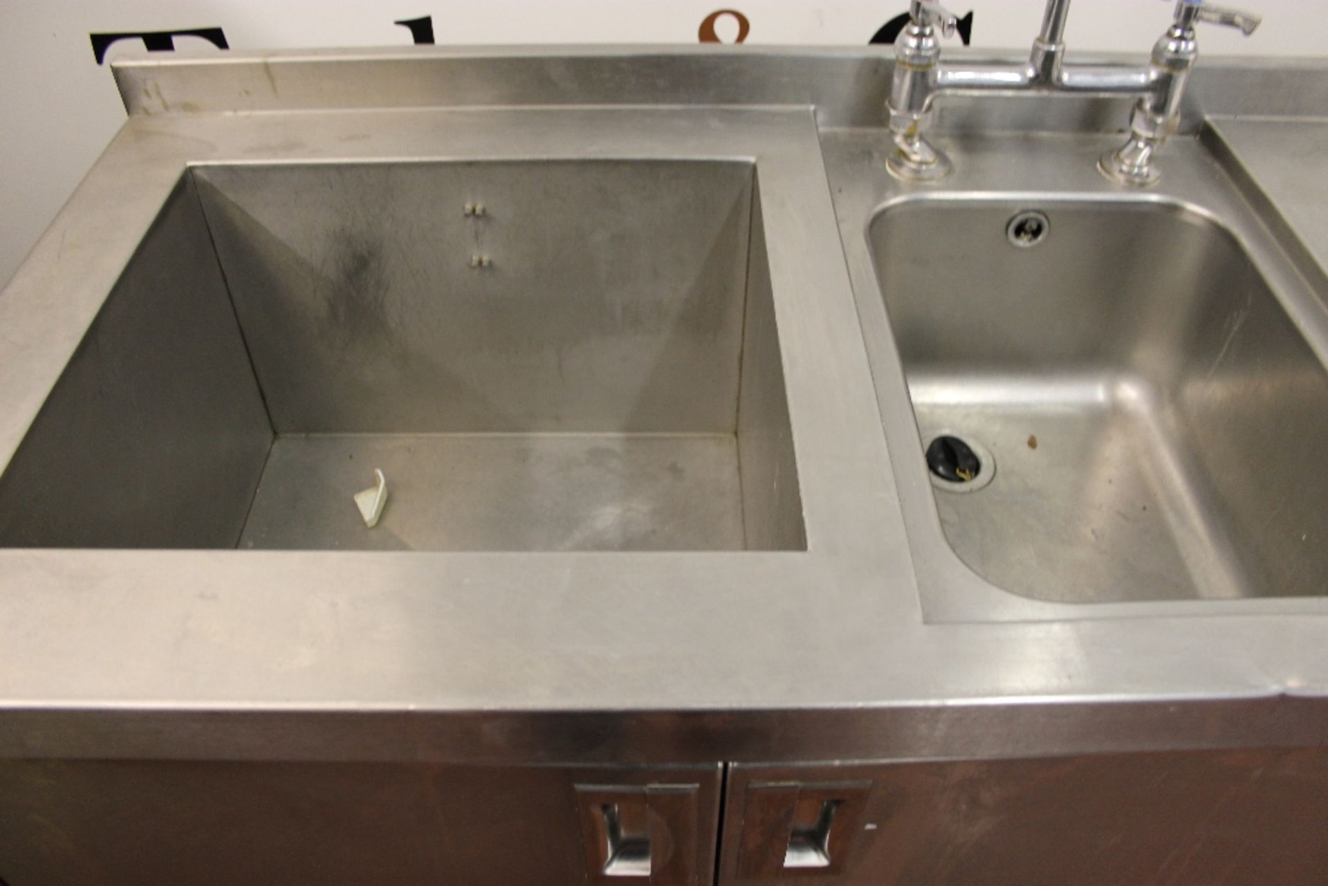 Stainless Steel 2 Bowl Wash Up Sink with Rinse Aid + Under Shelf & Waste Bin Store – NO VAT W130cm x - Image 2 of 3